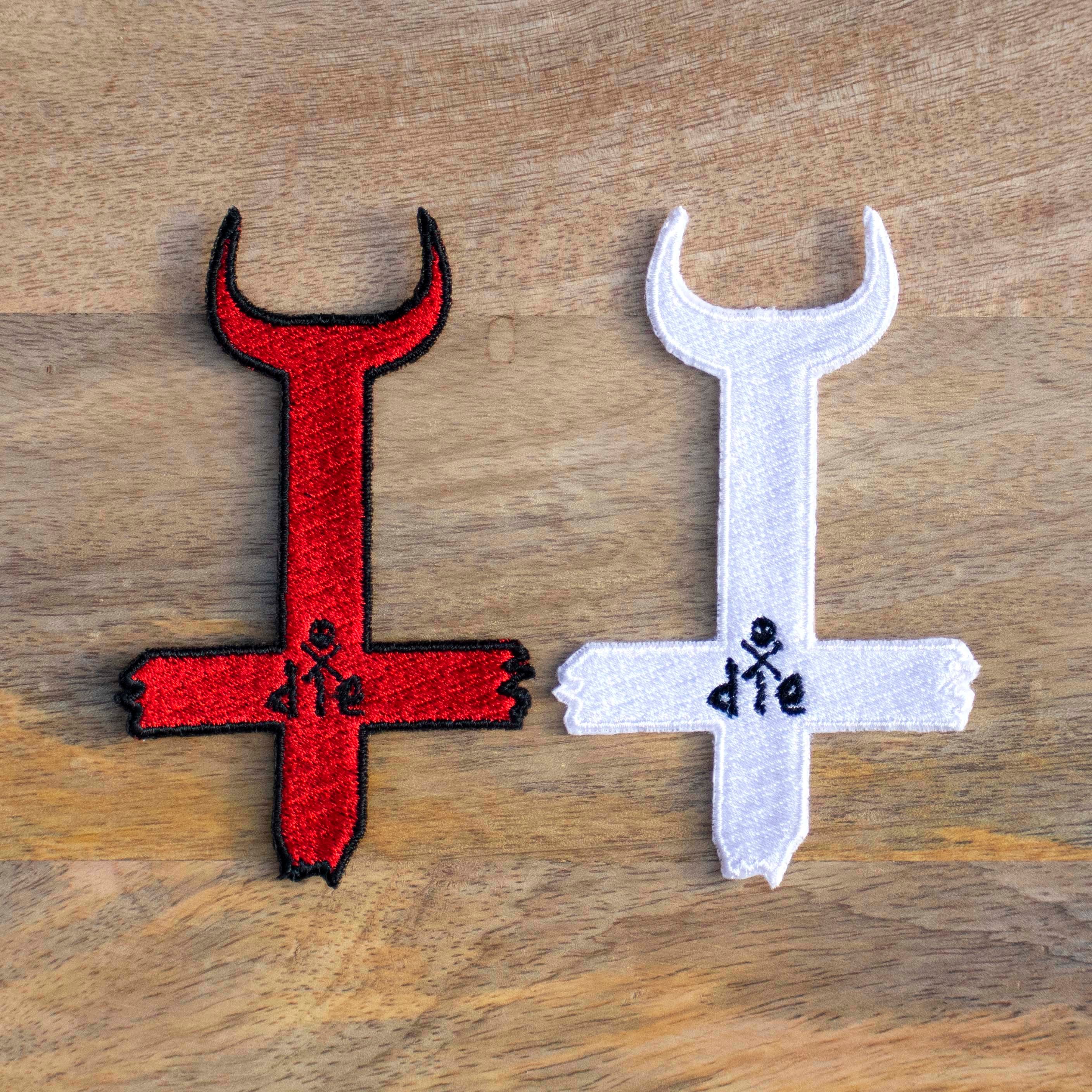 Inverted Upside Down Cross Embroidered Patch