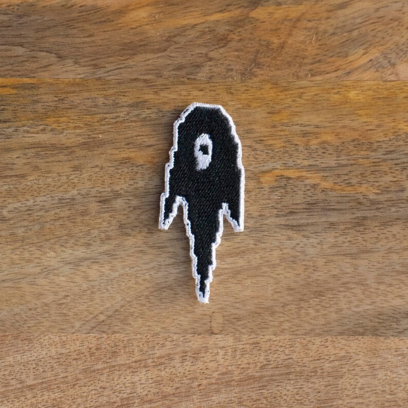 Omori Something iron on patch - Ghost Embroidery Patch - Thermostick Patch — alternate view